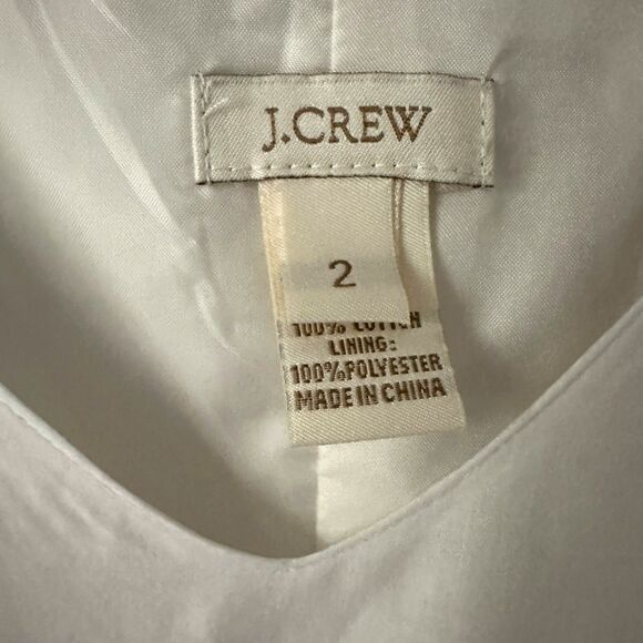 J. Crew Sleeveless V-Neck White Cotton Lined Dress with Please and Eyelet Size 2 - Picture 6 of 7